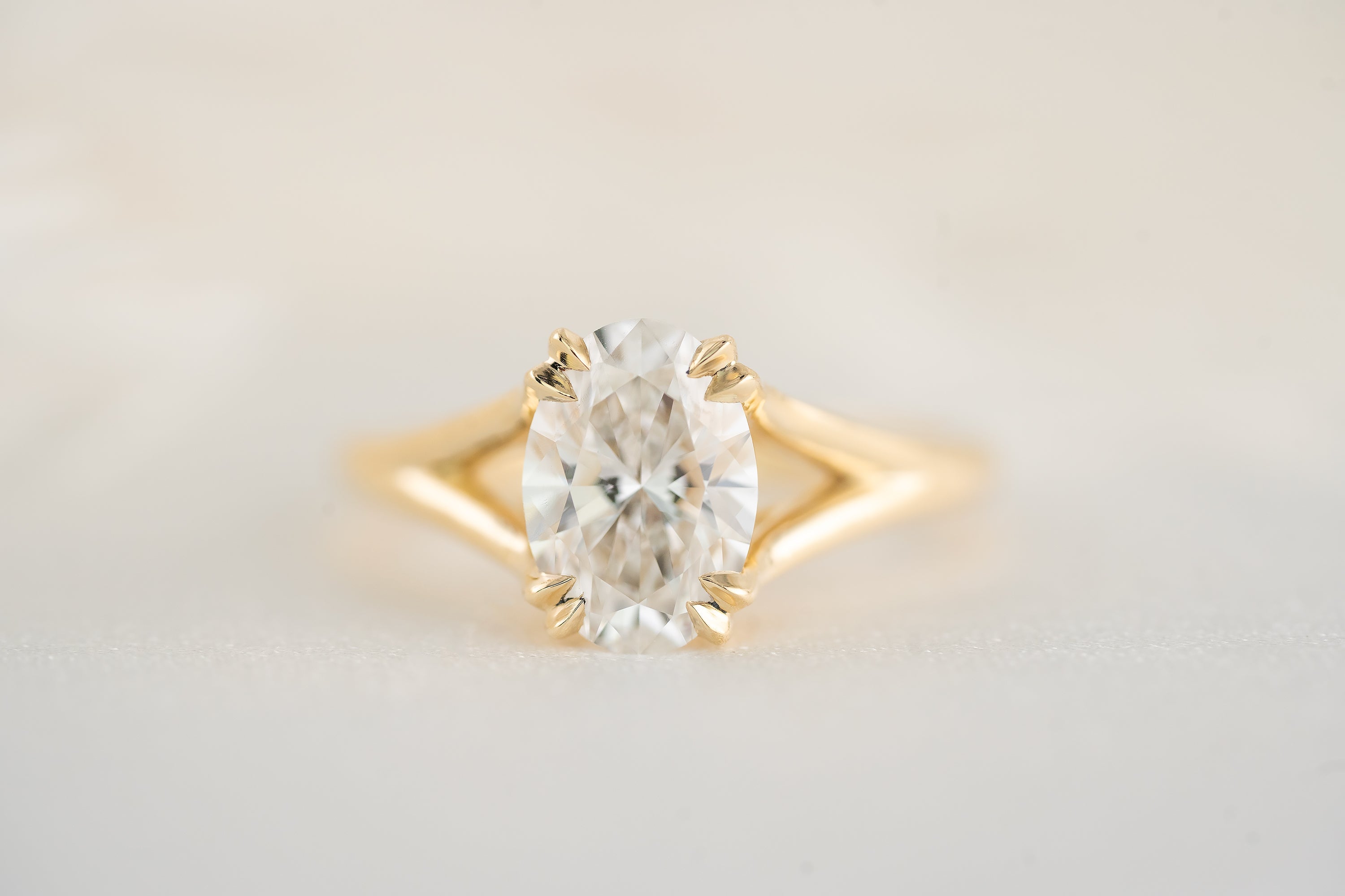 Marquise Shaped Three Stone Lab Grown Diamond Engagement Ring